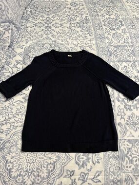 J. Crew Navy Short-Sleeve Crewneck Sweater